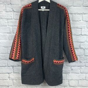 Old Navy Aztec Open Front Cardigan Dark Charcoal Gray Women’s Size Small